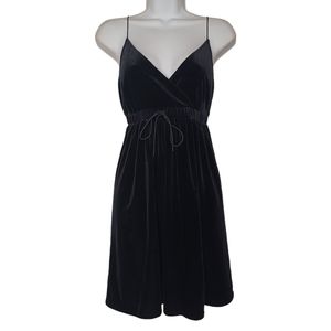 EVA BLUE Black Velvet Strappy A-Line Mini Dress 10 (Medium)